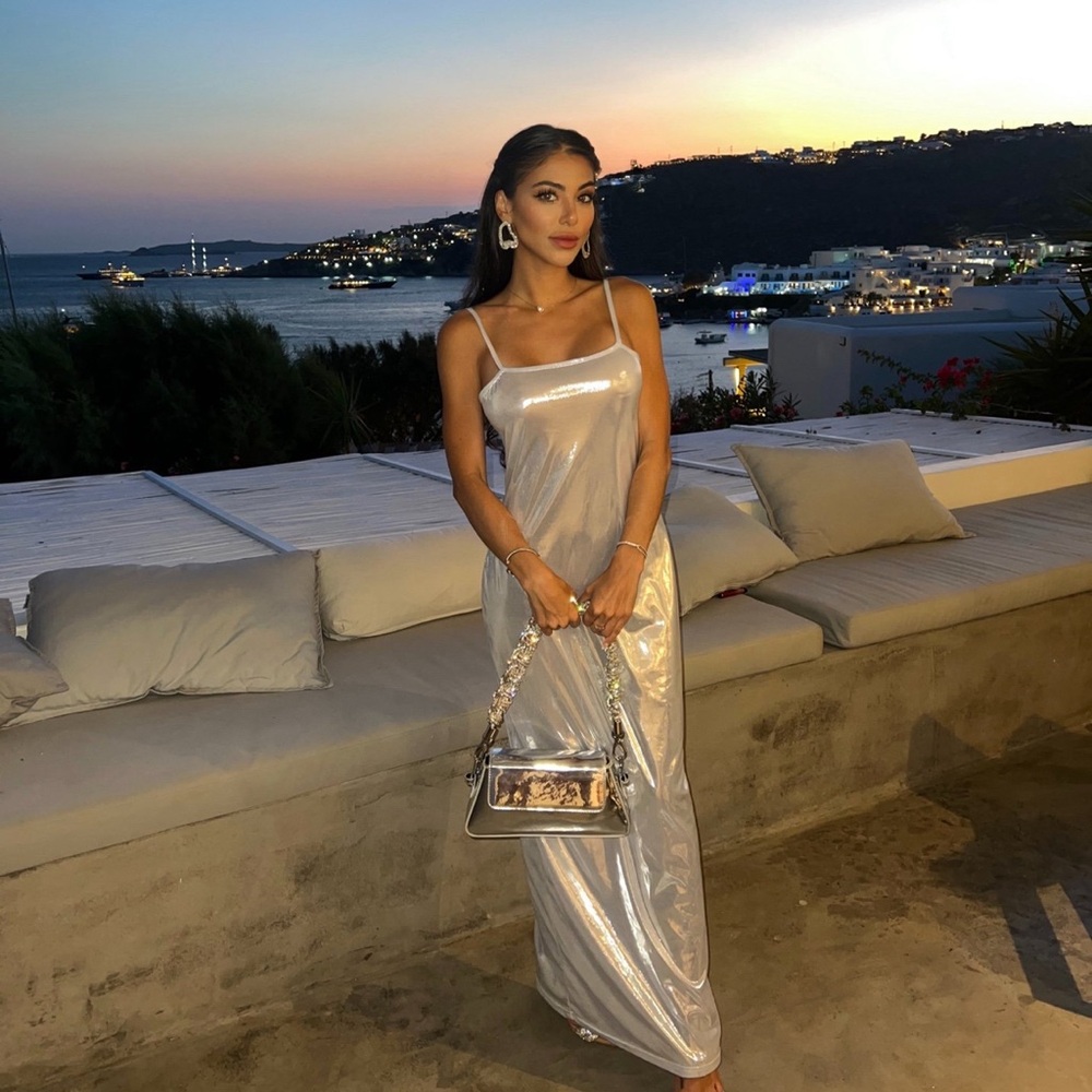 Silver Metallic Maxi Dress
